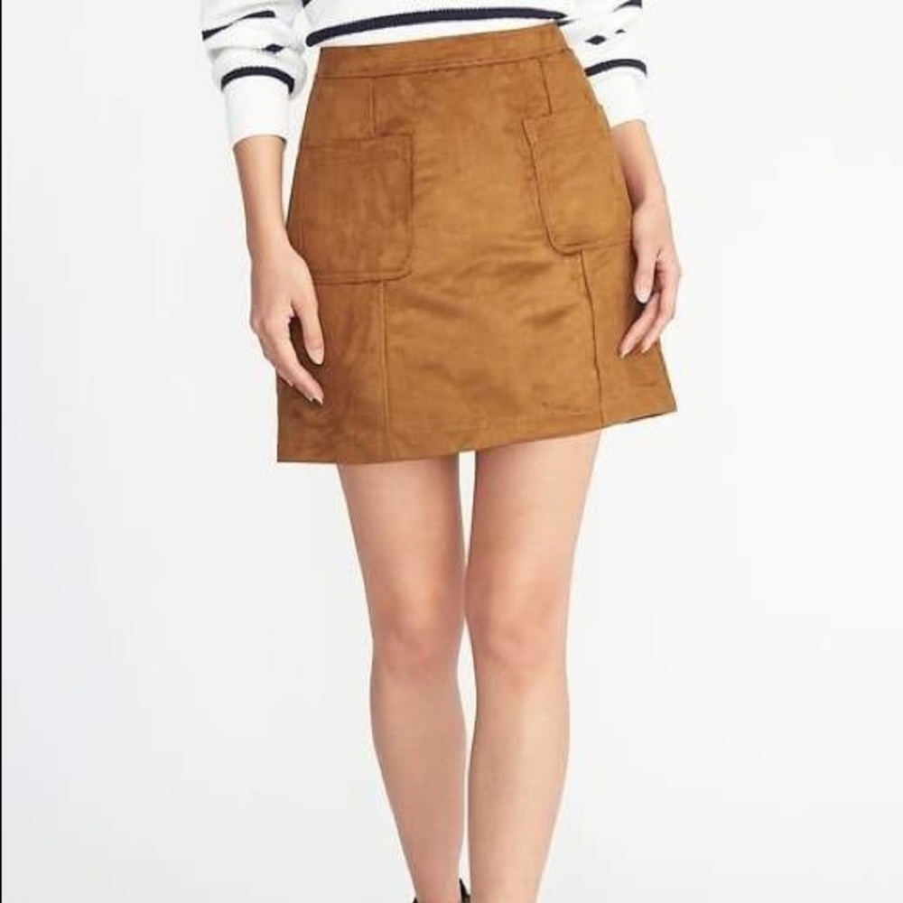 Camel Suede Mini Skirt